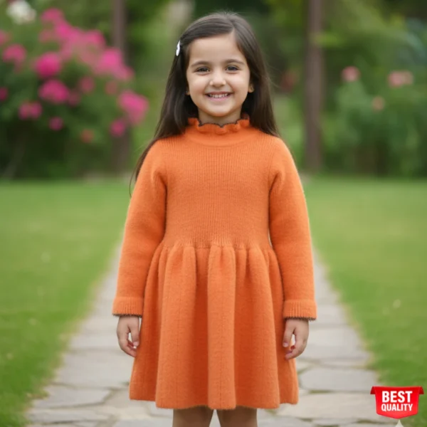 Adorable Orange Knit Dress for Girls