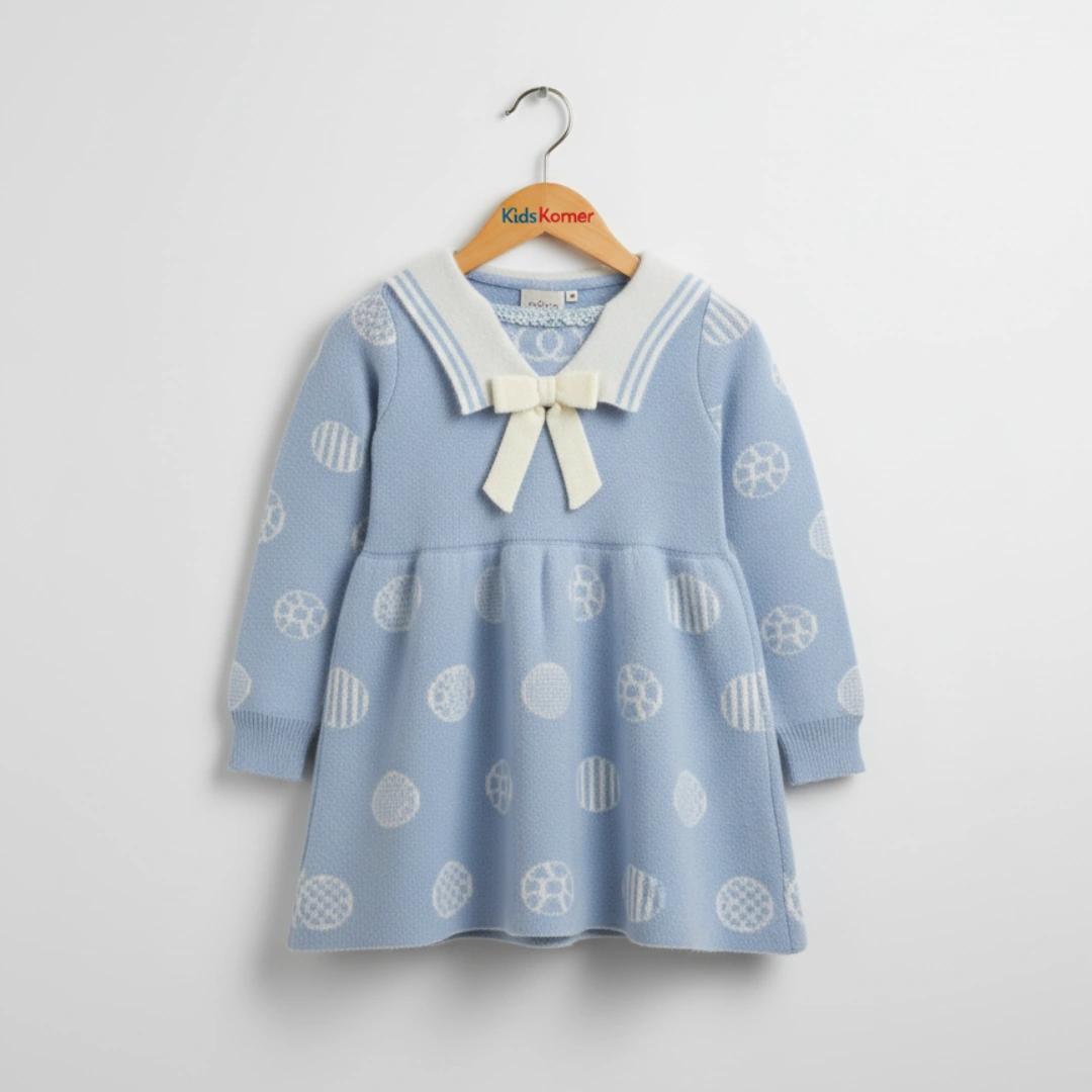Blue Dress with Sailor Collar and Bow for Girls Blue Dress with Sailor Collar and Bow for Girls