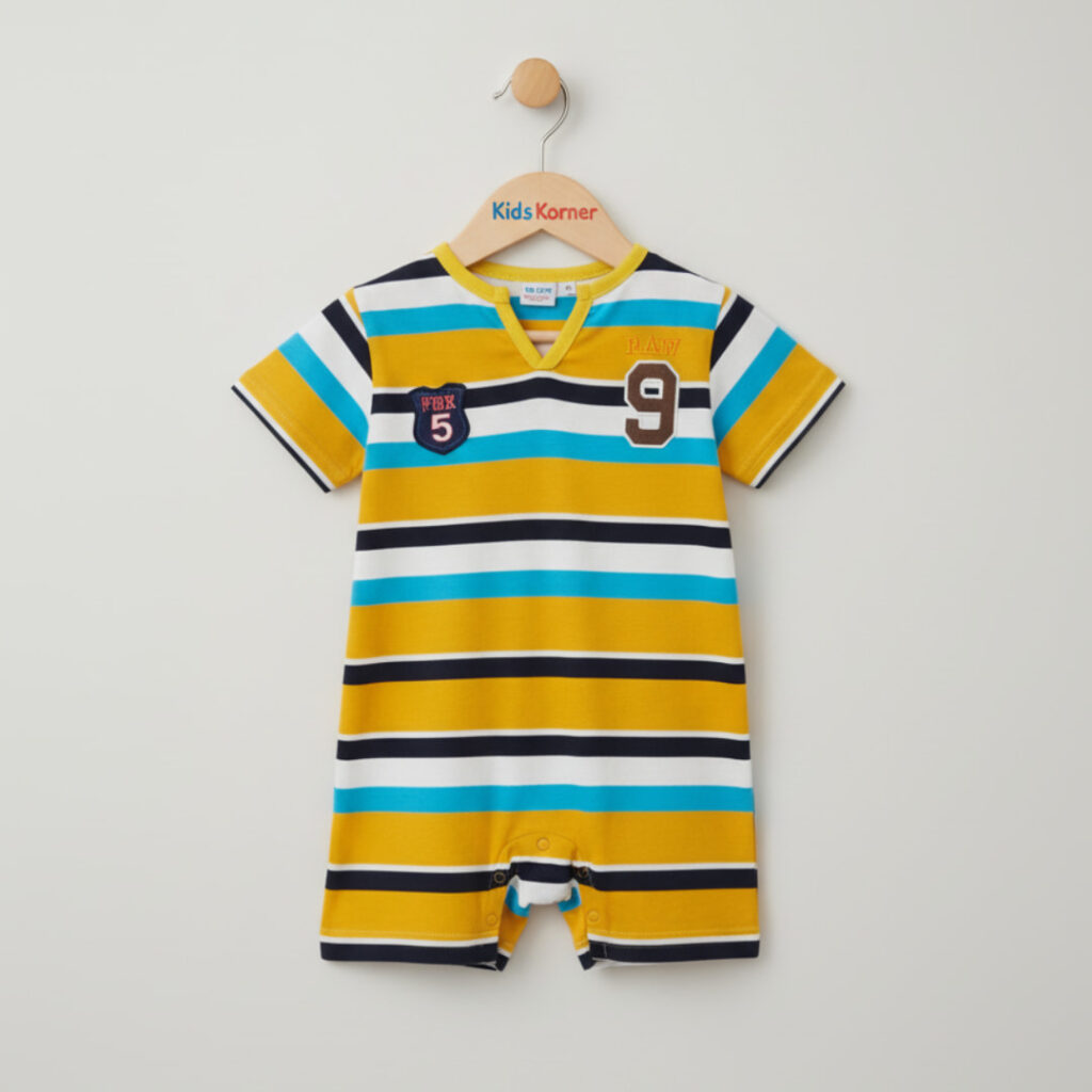 Colorful Striped T-Shirt for Baby Boys with Patches