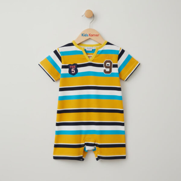 Colorful Striped T-Shirt for Baby Boys with Patches
