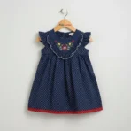 Polka Dot Dress with Floral Embroidery for Baby Girls - Image 2