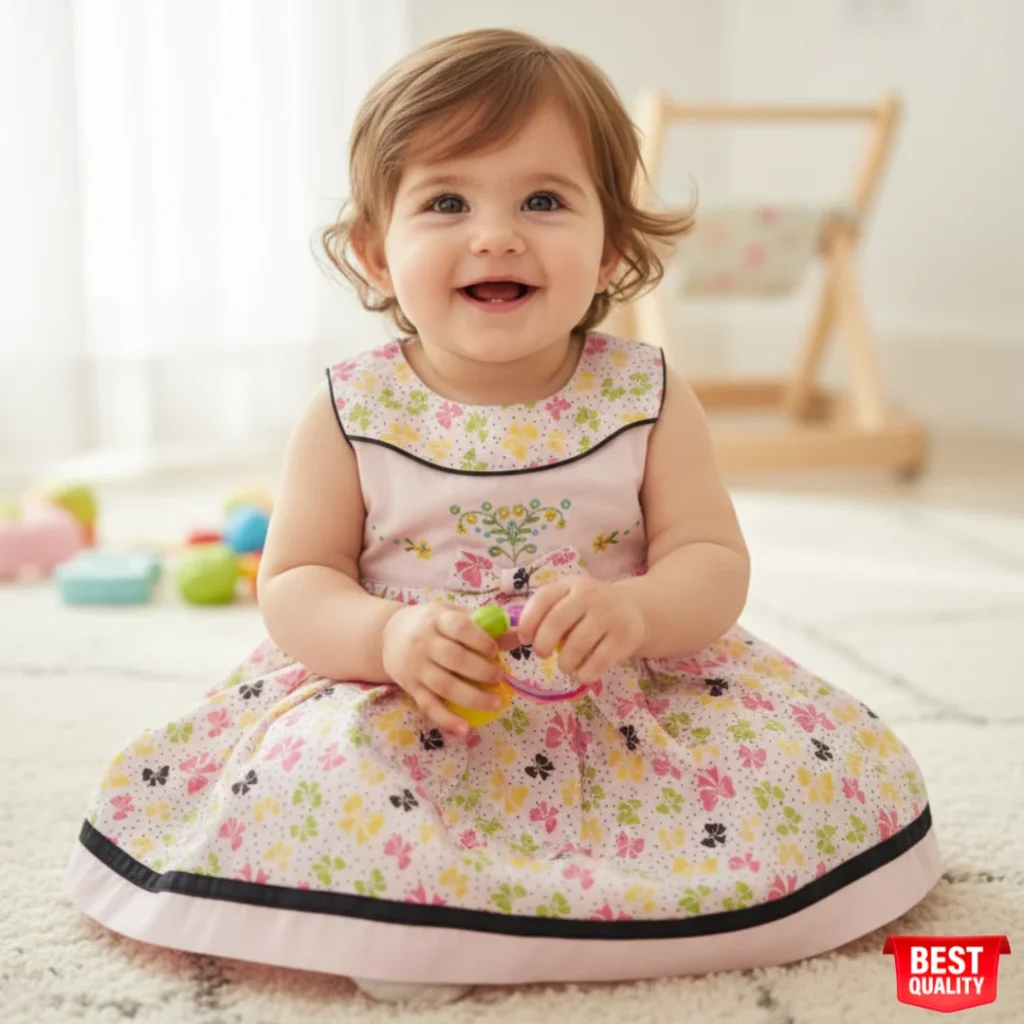 Floral Embroidered Dress for Baby Girls