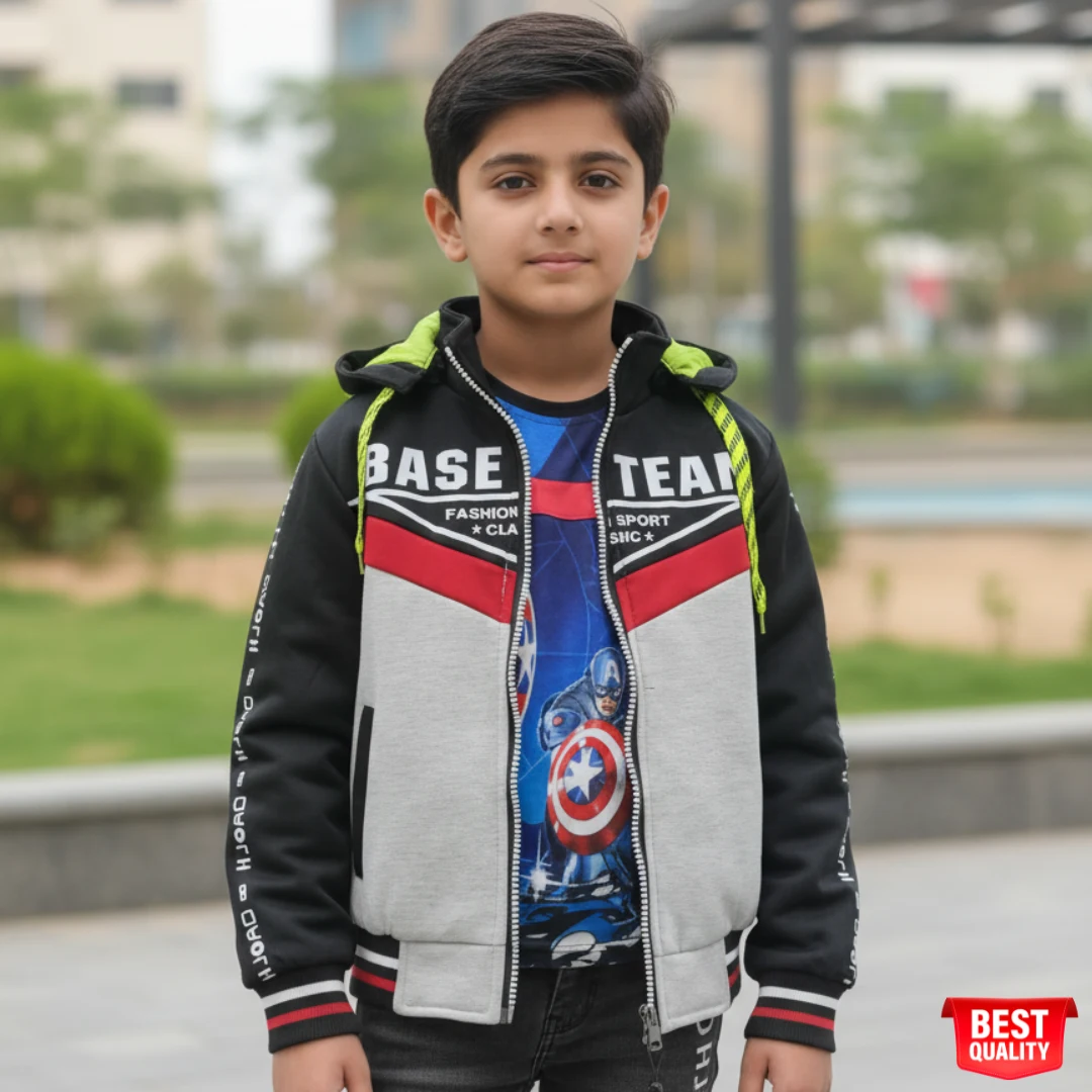 Stylish Grey and Black Hoodie for Boys with Logo Design Stylish Grey and Black Hoodie for Boys with Logo Design