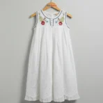 White Embroidered Sleeveless Summer Dress for Girls