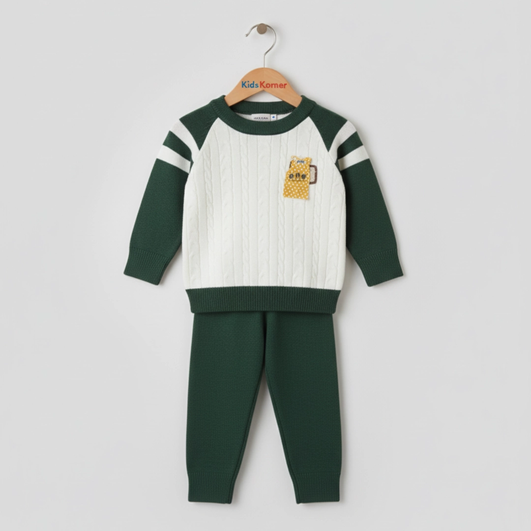 Green and White Baby Sweater Set – Soft, Stylish, and Cozy for Little Ones Green and White Baby Sweater Set – Soft, Stylish, and Cozy for Little Ones