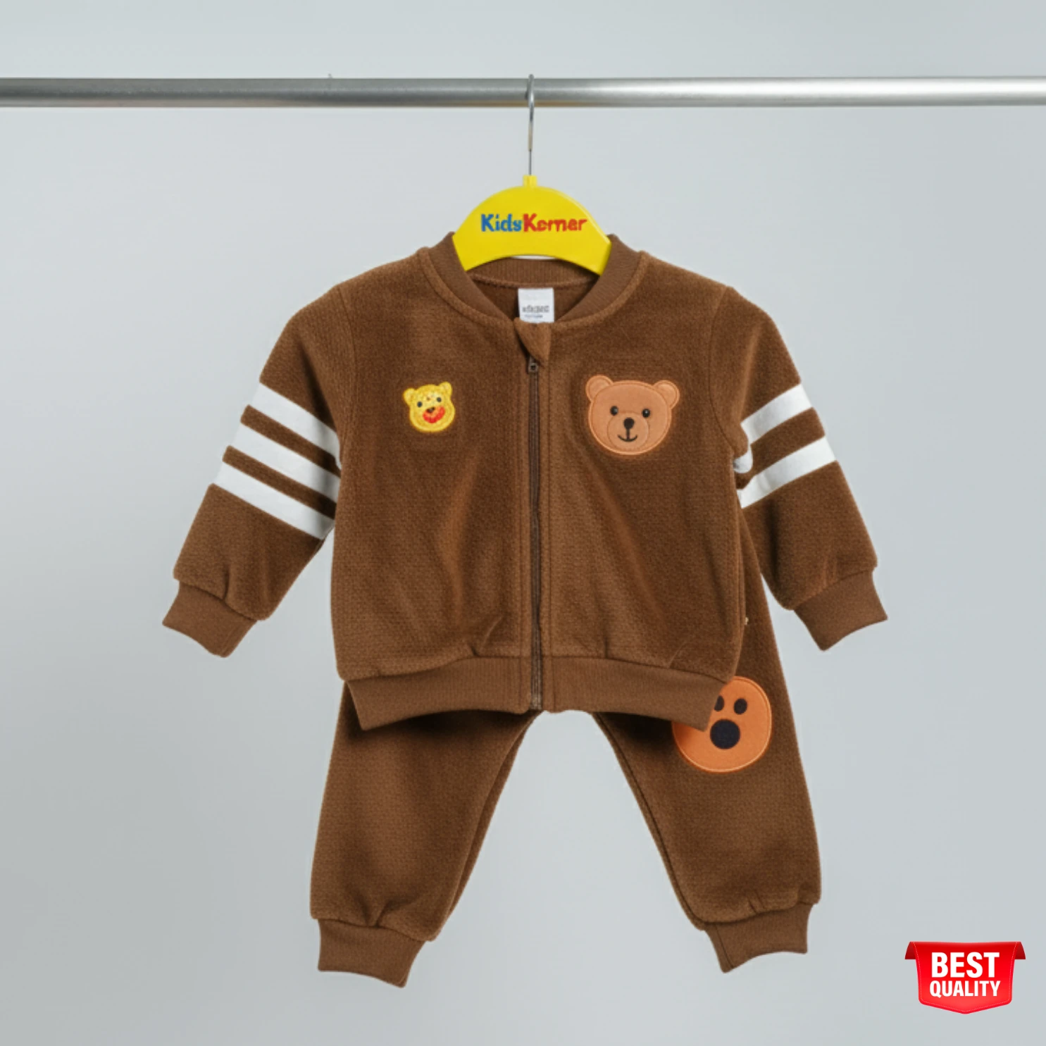 Boys' Cute Bear Design Zip-Up Hoodie and Jogger Set Boys' Cute Bear Design Zip-Up Hoodie and Jogger Set