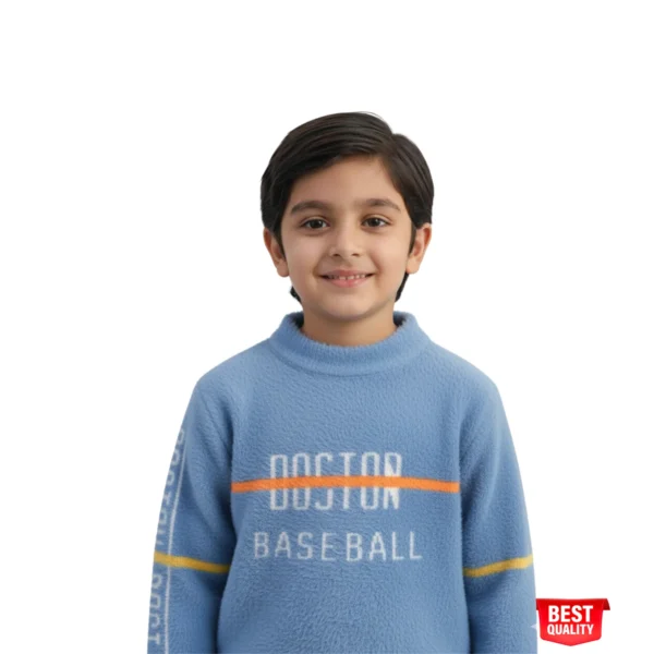 Boston Baseball Blue Fleece Sweatshirt for Kids – Cozy and Warm Pullover