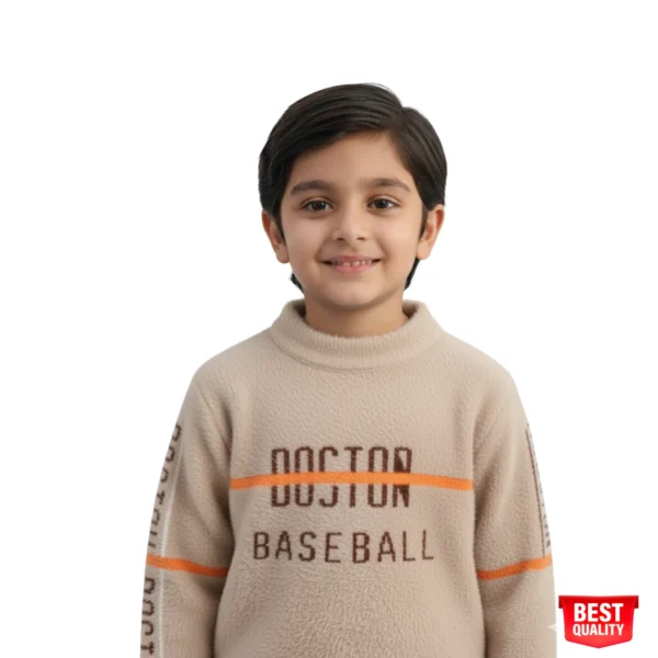 Boston Baseball Beige Fleece Sweatshirt for Kids – Soft & Cozy Pullover