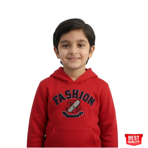 Fashion Red Hoodie for Kids – Stylish & Comfortable Sweatshirt with Printed Design