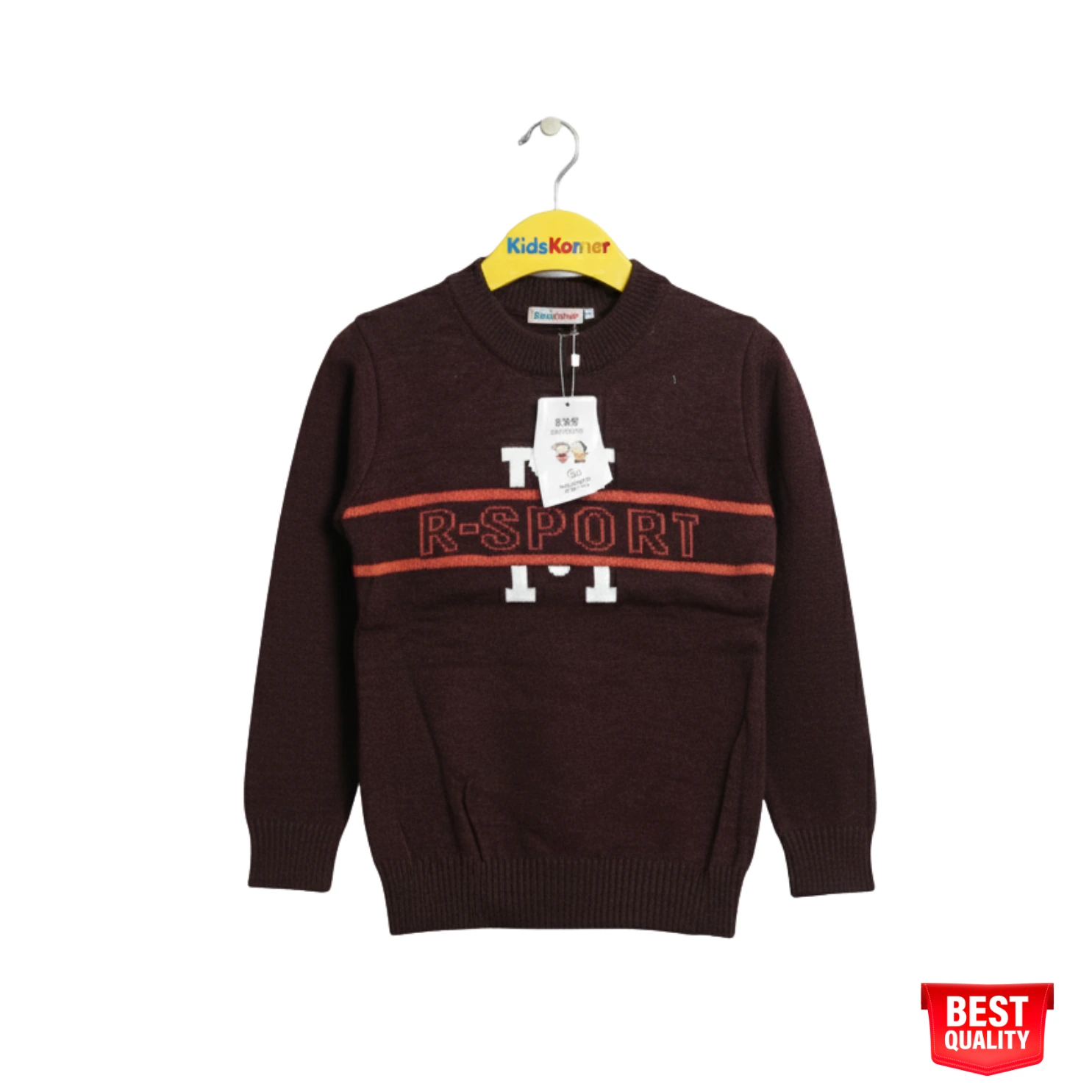 80 (1) Boys Burgundy "R-Sport" Sweater - Stylish & Cozy Knit Pullover for Toddlers - Image 1