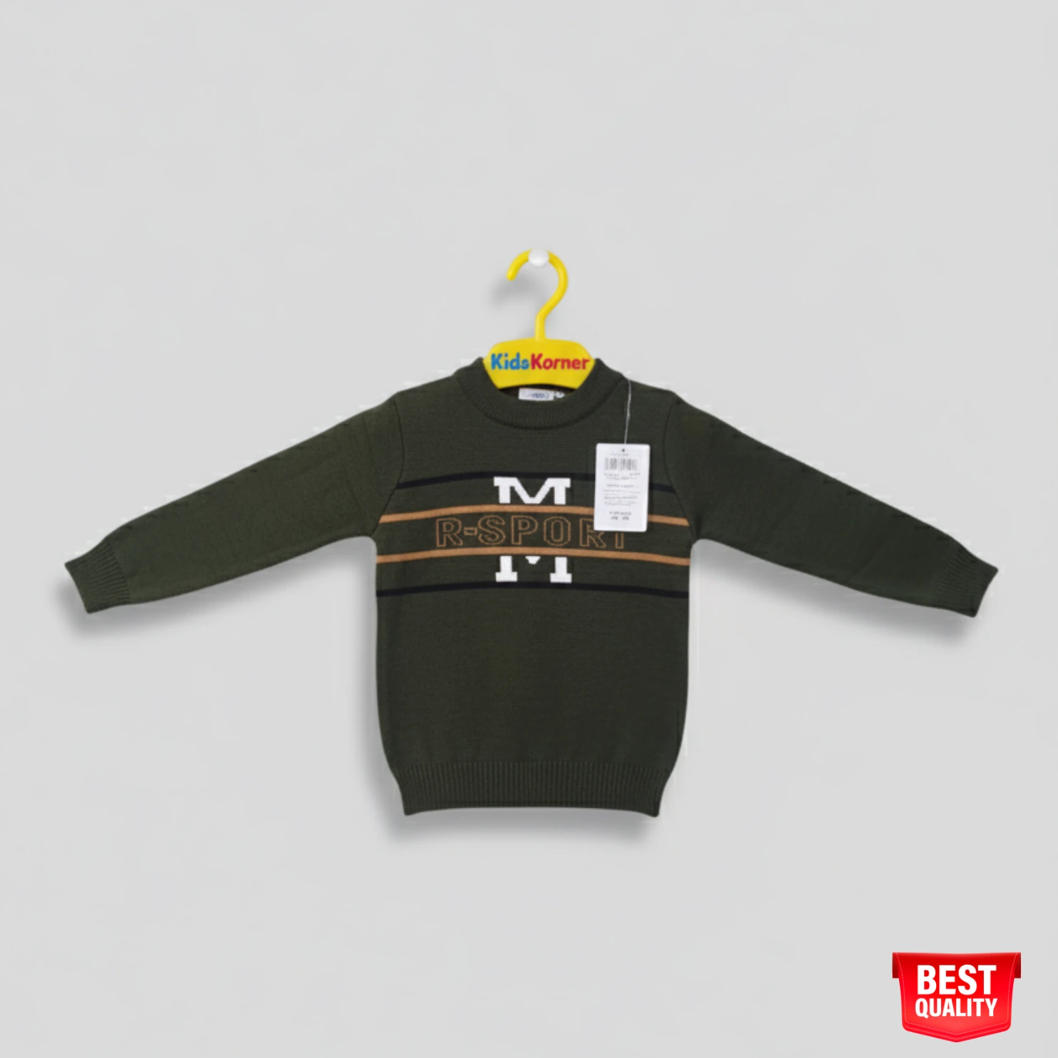 81 Boys Olive Green "R-Sport" Sweater - Stylish & Comfortable Knit Pullover for Toddlers - Image 1