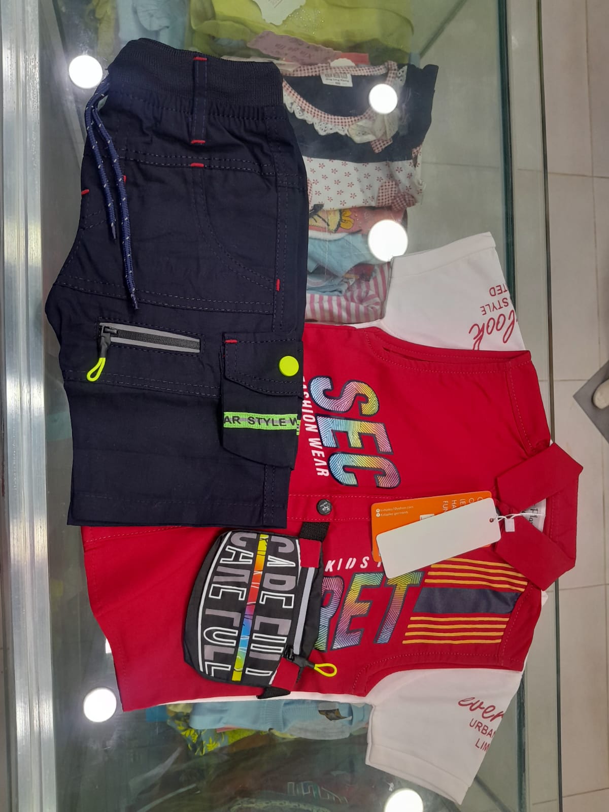 WhatsApp Image 2026-07-25 at 6.25.05 PM Boys 3 Piece Nicker Suit Set – Polo T-Shirt, Printed Tee & Cargo Nicker Shorts | Sizes S, M, L | 2 Colours - Image 1