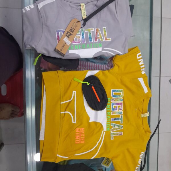 Boys 2 Piece Nicker Suit – Printed T-Shirt & Matching Nicker Shorts | Sizes S, M, L | 2 Colours